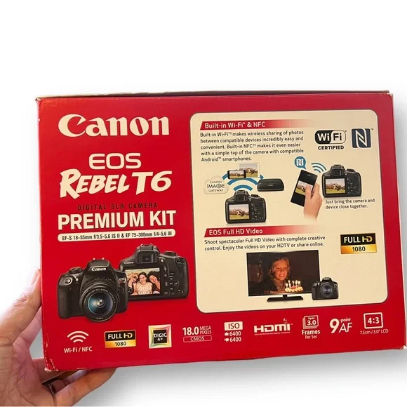 New Canon EOS Rebel T6 SLR Camera Kit WiFi Capable